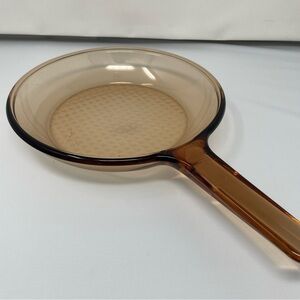 France Corning Vision Amber Glass 10" Frying Pan Skillet w/ Waffle Bottom Pyrex